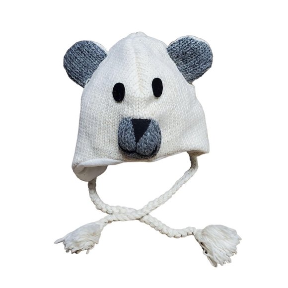 Wool Hat Polar Bear Design One Size White - Picture 1 of 5